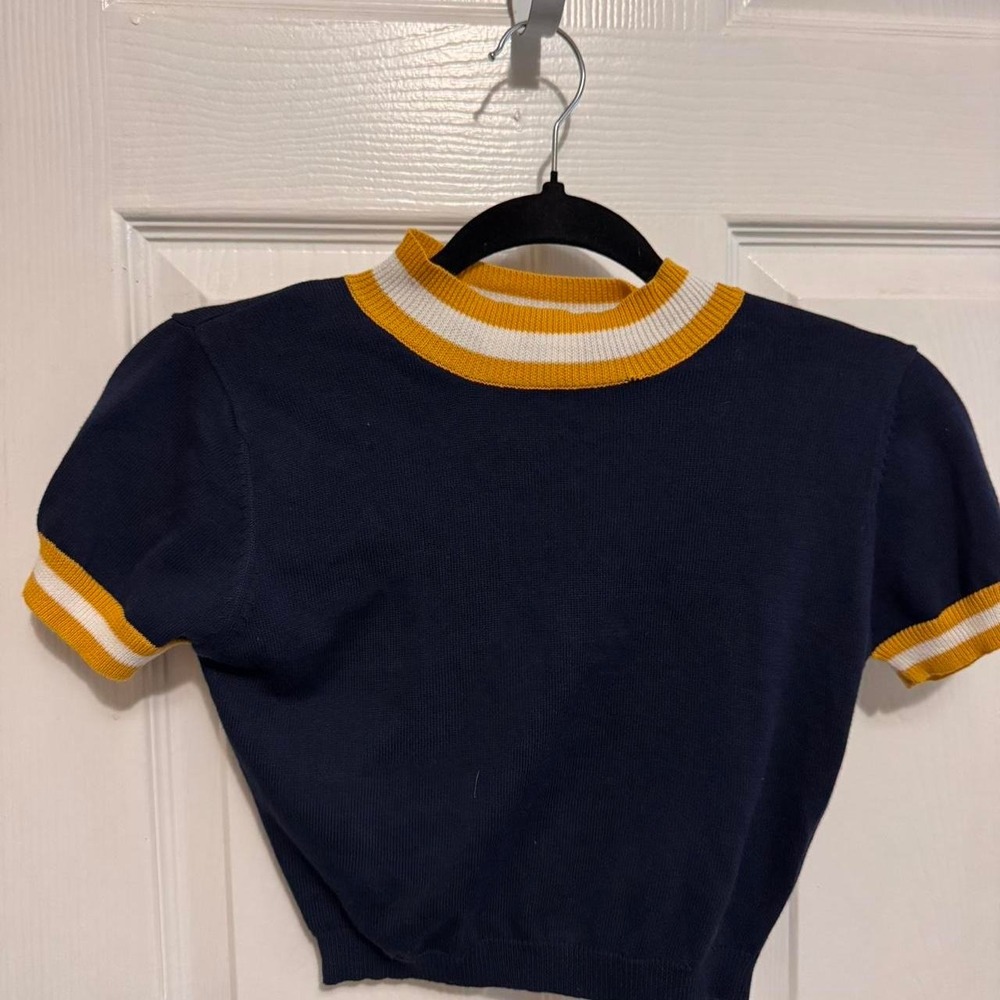 UNIF navy blue cropped polo shirt Size XS